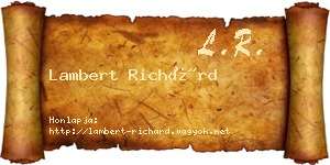 Lambert Richárd névjegykártya